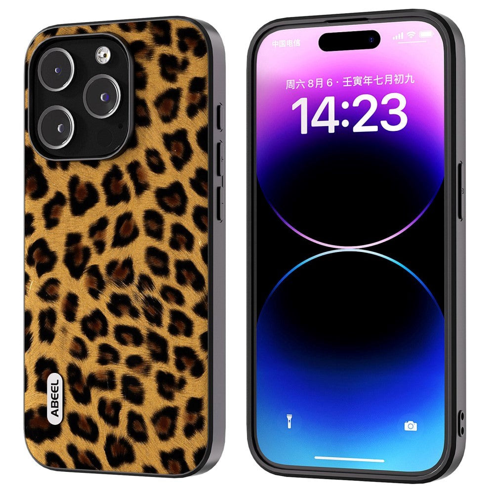 iPhone 15 Pro Max Fleksibelt Plastdeksel - Leopardmønster - Gull