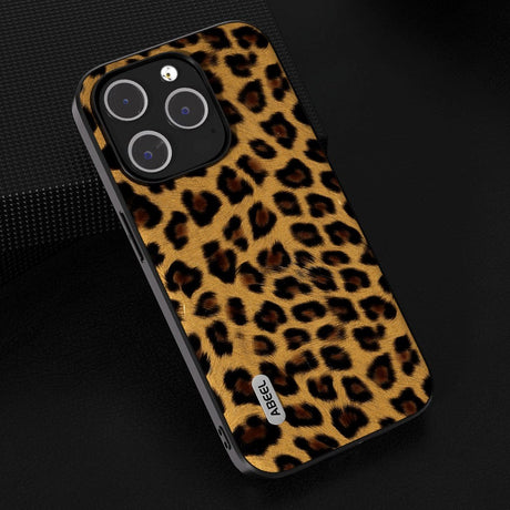 iPhone 15 Pro Max Fleksibelt Plastdeksel - Leopardmønster - Gull