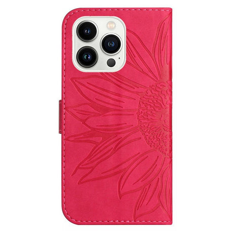 iPhone 15 Pro Kunstskinn Flip Deksel med Lommebok - Solsikke - Rosa