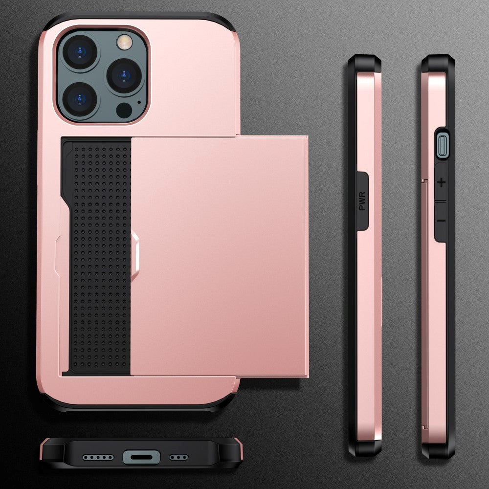 iPhone 15 Pro Max Drop Proof Deksel m. Lommebok - Rose Gull