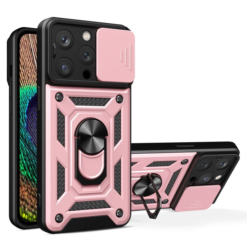 iPhone 15 Pro Bakdeksel med Magnetisk Kickstand Og Cam Slider - Rose Gold