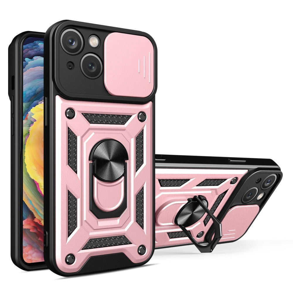 iPhone 15 Bakdeksel med Magnetisk Kickstand Og Cam Slider - Rose Gold