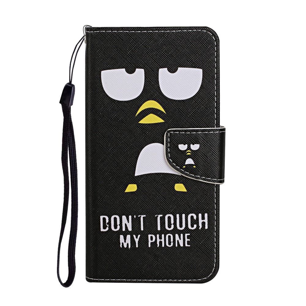 Samsung Galaxy S23 FE Kunst Skinn Flip Deksel med Stropp & Lommebok - "Don't Touch My Phone"