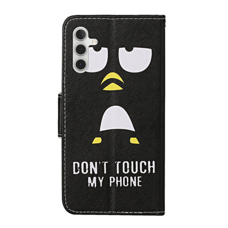 Samsung Galaxy S23 FE Kunst Skinn Flip Deksel med Stropp & Lommebok - "Don't Touch My Phone"