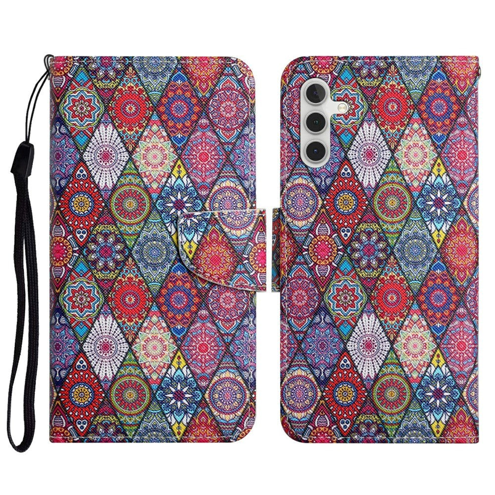 Samsung Galaxy S23 FE Kunst Skinn Flip Deksel med Stropp & Lommebok - Kaleidoskop