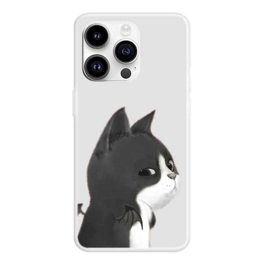 iPhone 15 Pro Fleksibelt Plast Deksel m. Trykk - Katt