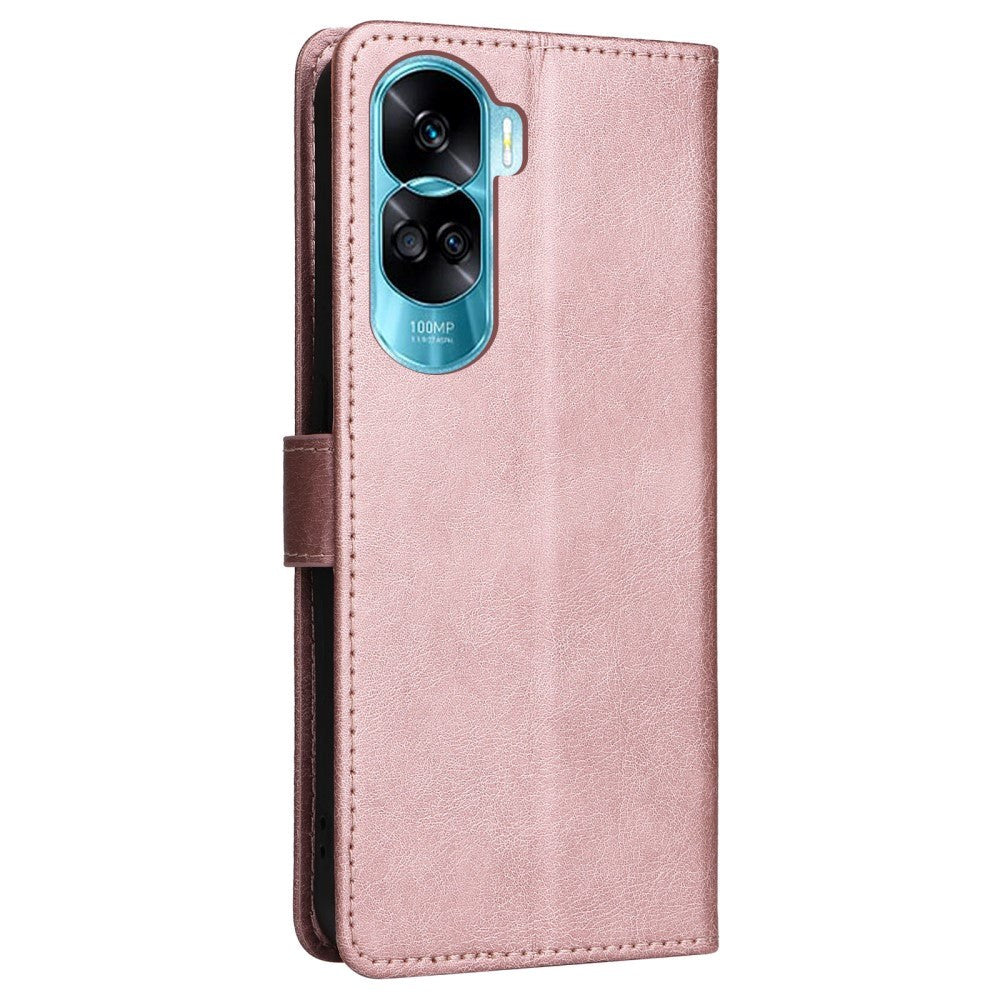 Honor 90 Lite Kunstskinn Deksel m. Stropp og Lommebok - Rose Gold