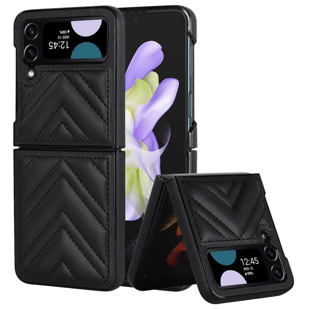 EIDERWOOD Samsung Galaxy Z Flip4 (5G) Deksel i Kunstskinn med V-Design - Svart