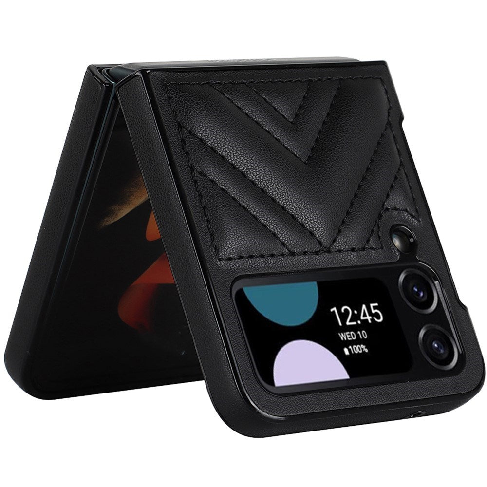 EIDERWOOD Samsung Galaxy Z Flip4 (5G) Deksel i Kunstskinn med V-Design - Svart