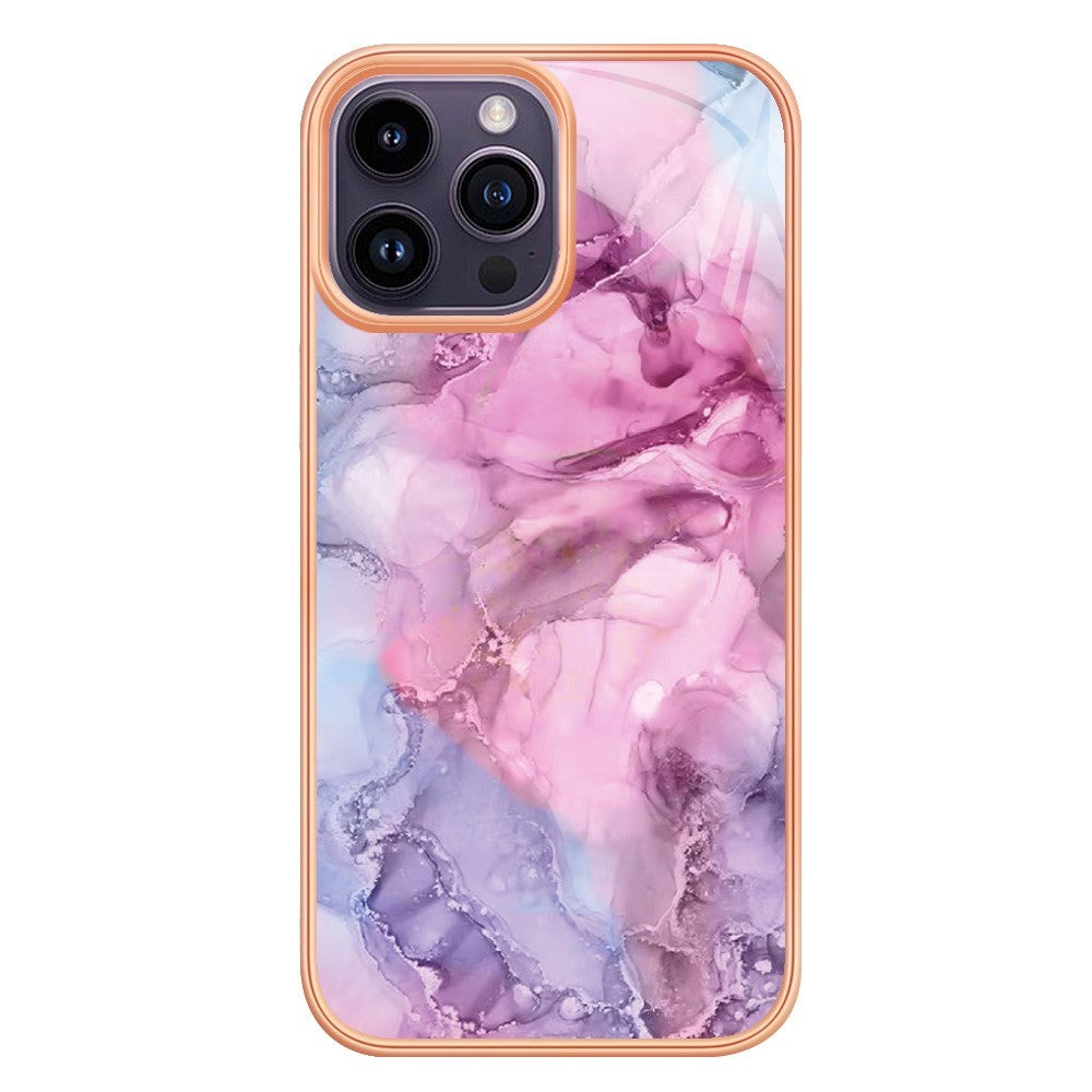 iPhone 15 Pro Hybrid Plastdeksel - Rosa Marmor