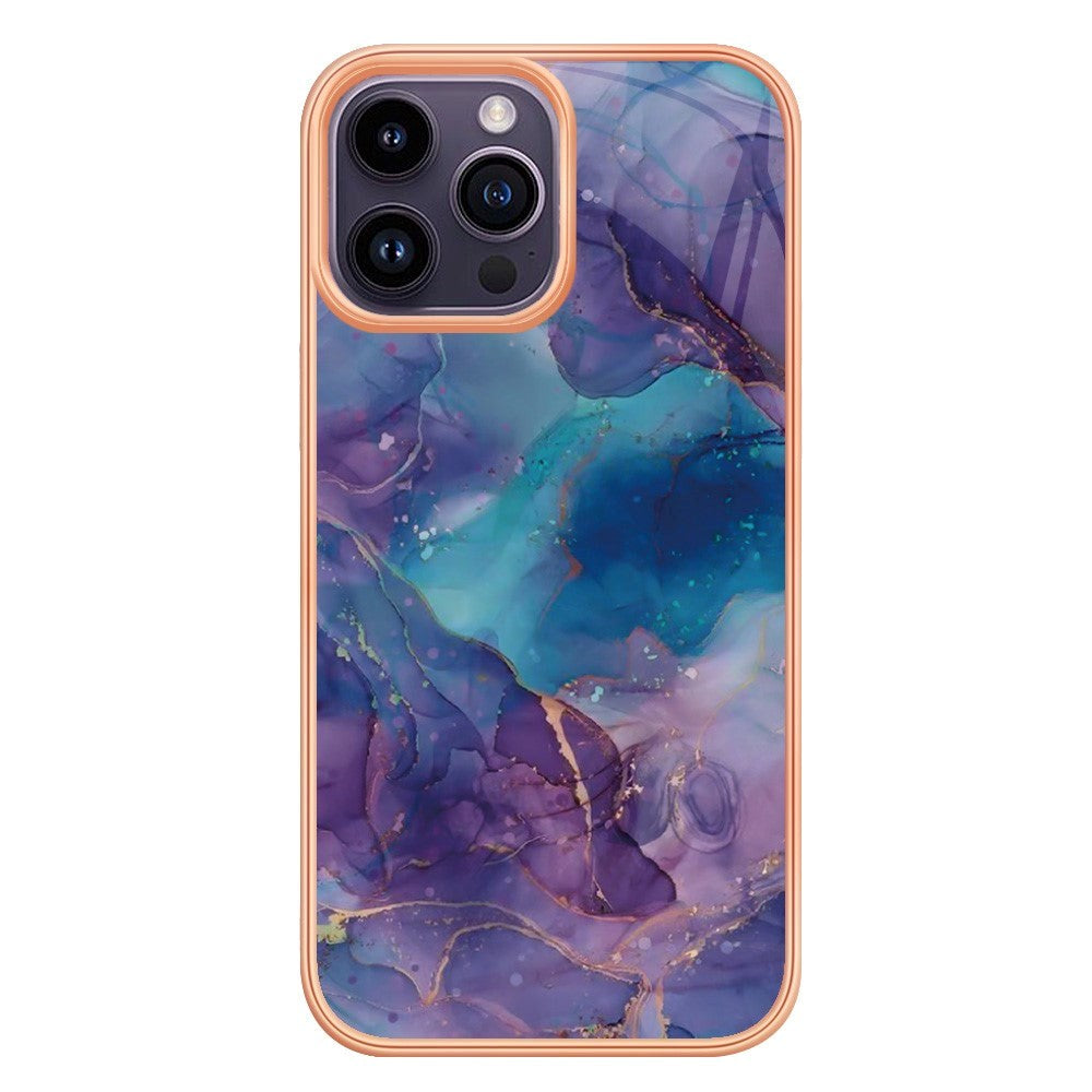 iPhone 15 Pro Hybrid Plastdeksel - Lilla Marmor