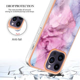 iPhone 15 Pro Max Plastdeksel - Lilla / Rosa Marmor