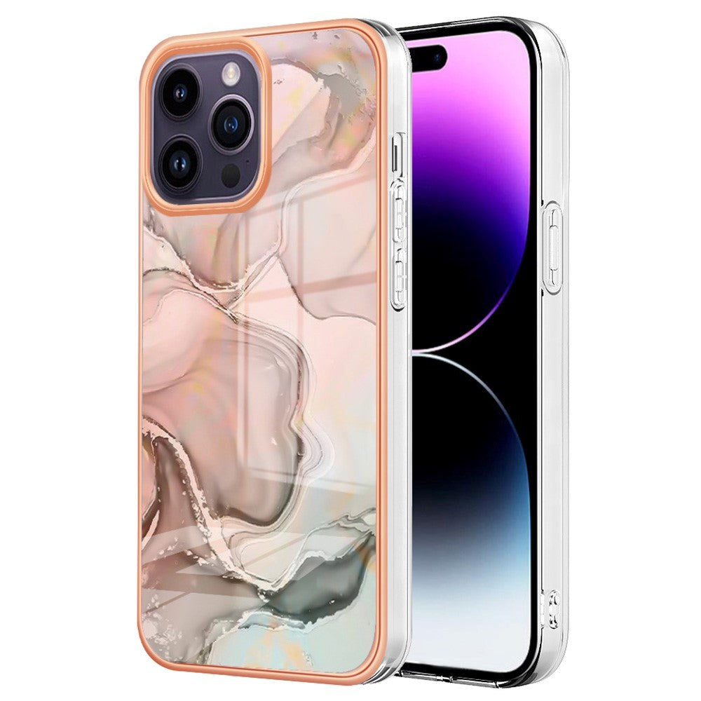 iPhone 15 Pro Max Plastdeksel - Rosa Marmor