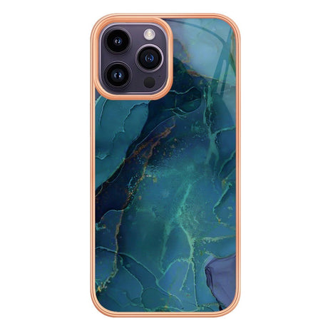 iPhone 15 Pro Max Plastdeksel - Grønn / Blå Marmor