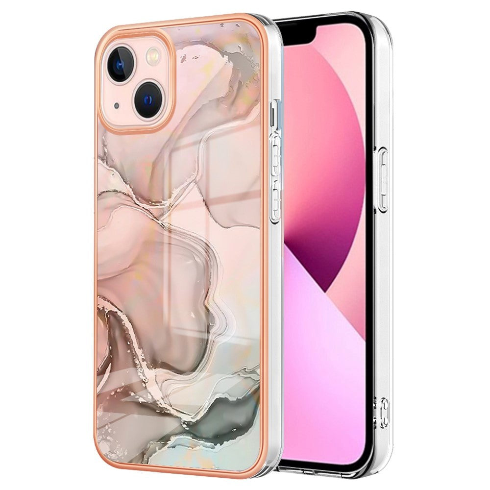 iPhone 15 Hybrid Plastdeksel - Pink Marmor