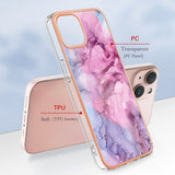iPhone 15 Hybrid Plastdeksel - Rosa Marmor
