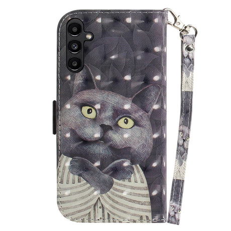 Samsung Galaxy A25 (5G) Kunstskinn Deksel m. Trykk & Stropp - Glad Katt