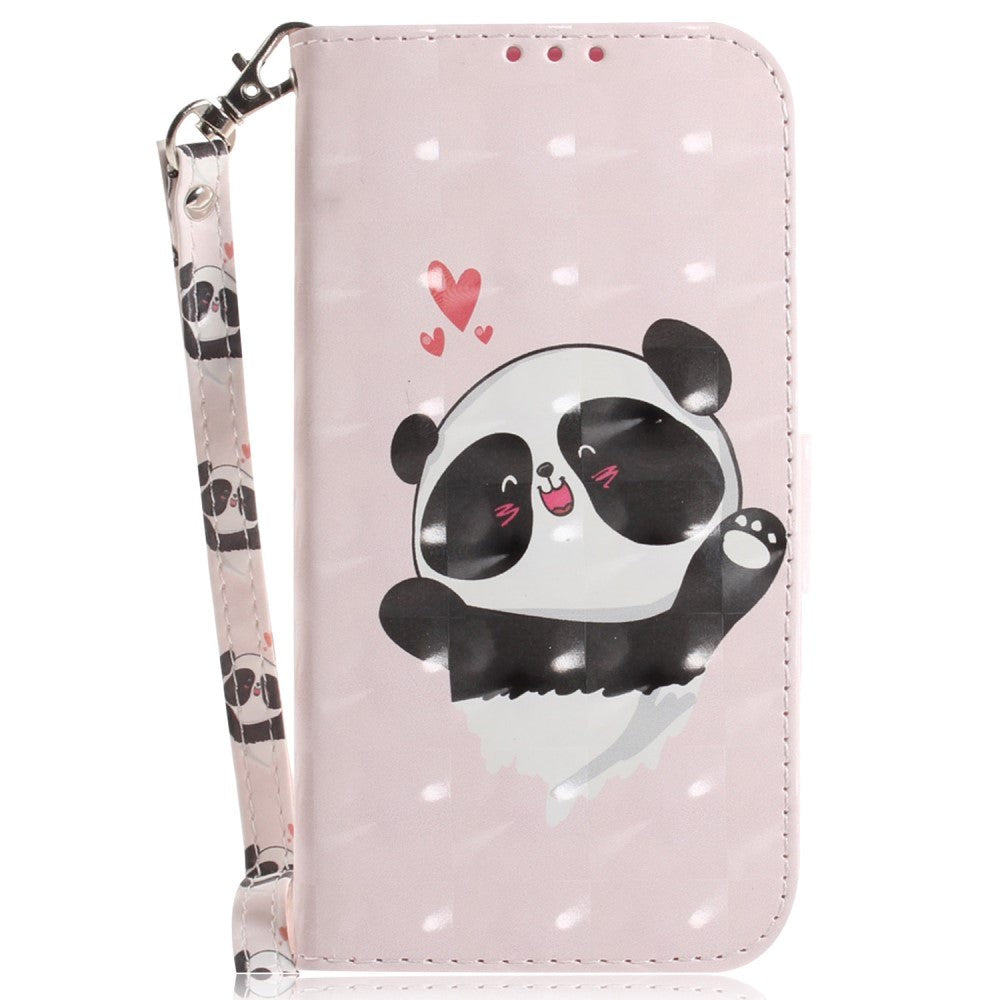 Samsung Galaxy A25 (5G) Kunstskinn Deksel m. Trykk & Stropp - Glad Panda