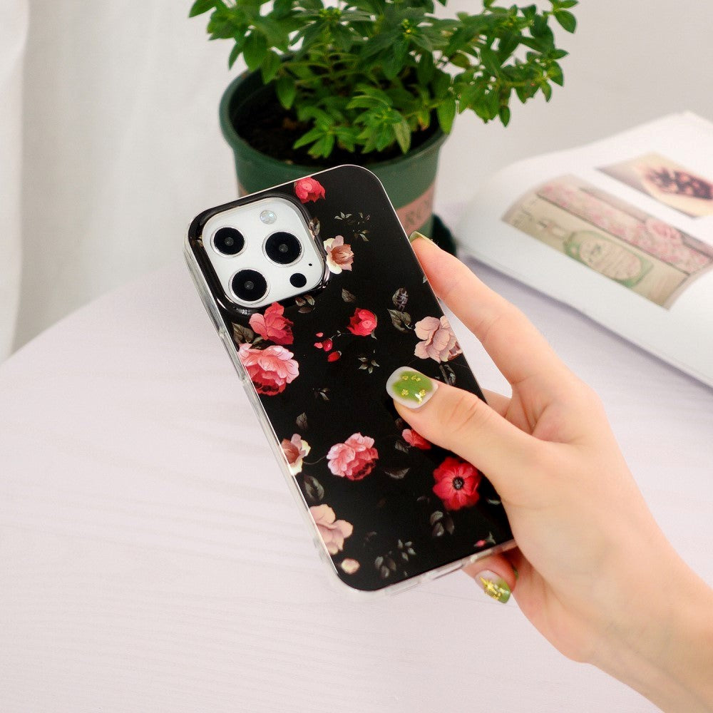 iPhone 15 Pro Selvlysende Fleksibelt Deksel av Plast med Trykk - Blomster