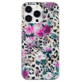 iPhone 15 Pro Fleksibelt Plastdeksel - Leopard og Blomster Mønster