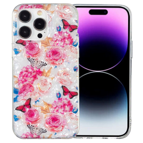 iPhone 15 Pro Fleksibelt Plastdeksel - Faverig med Blomster