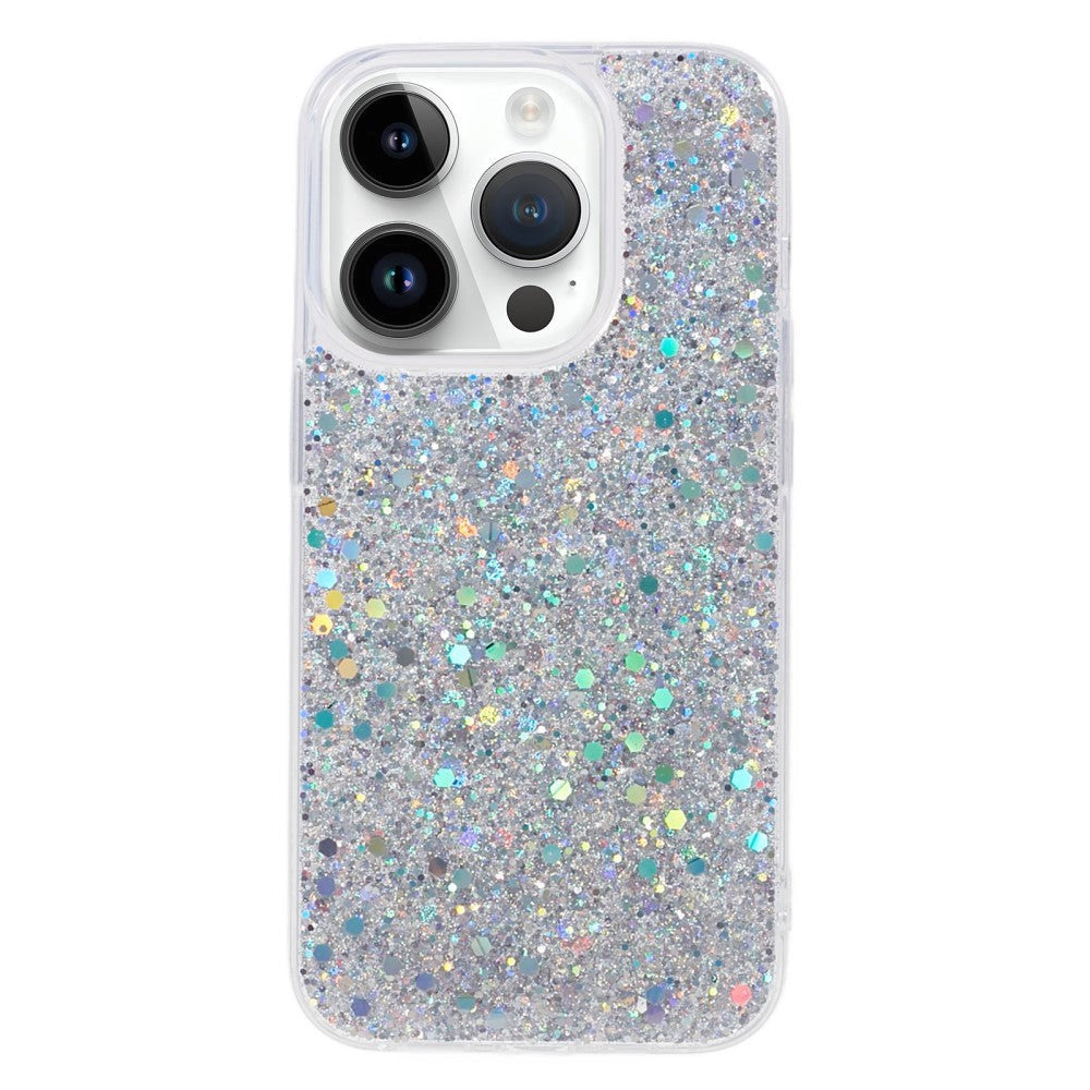 iPhone 15 Pro Glitter Deksel - Sølv