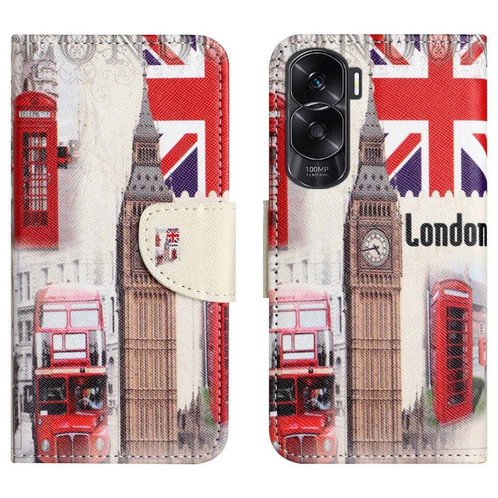 Honor 90 Lite Kunstskinn Deksel m. Lommebok & Stativ - London Big Ben