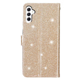 Samsung Galaxy S23 FE Flip Deksel med Lommebok og Stropp - Glitter - Gull