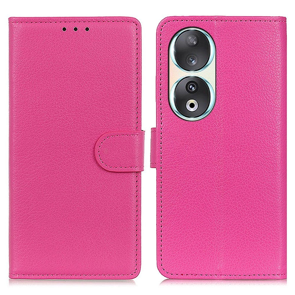 Honor 90 PU Litchi Skin Flip Deksel med Lommebok - Pink