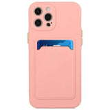 iPhone 15 Pro Fleksibelt Plast Deksel m. Kortholder - Rosa