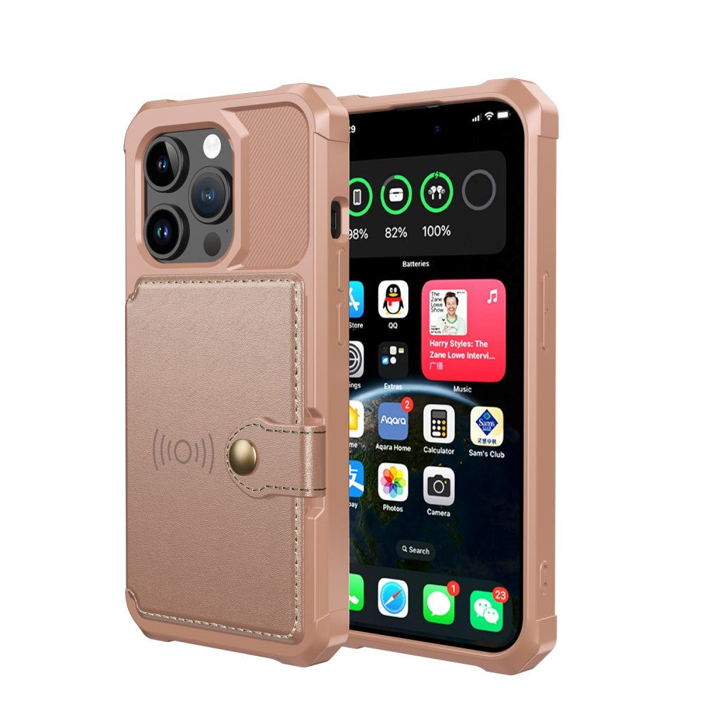 iPhone 15 Pro Hybrid Deksel med Lommebok - Rose Gold