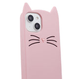 iPhone 13 Silikon Deksel m. 3D Katt - Rosa