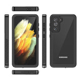 Samsung Galaxy S21 - Vanntett Hybrid Deksel m. Innebygd Skjermbeskytterfilm - Gjennomsiktig / Svart