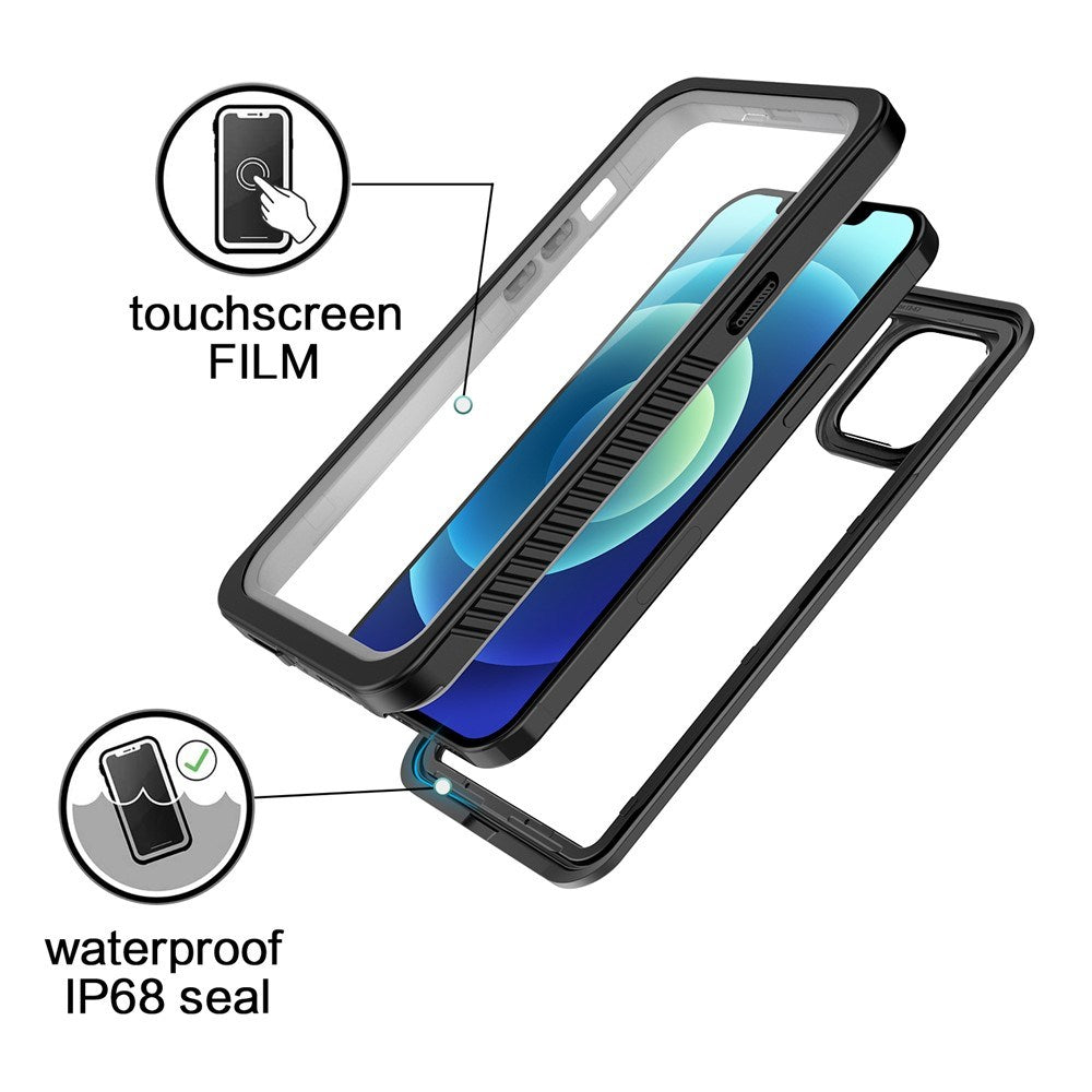 iPhone 12 Pro IP68 Støv- & Vanntett Deksel - Gjennomsiktig / Svart