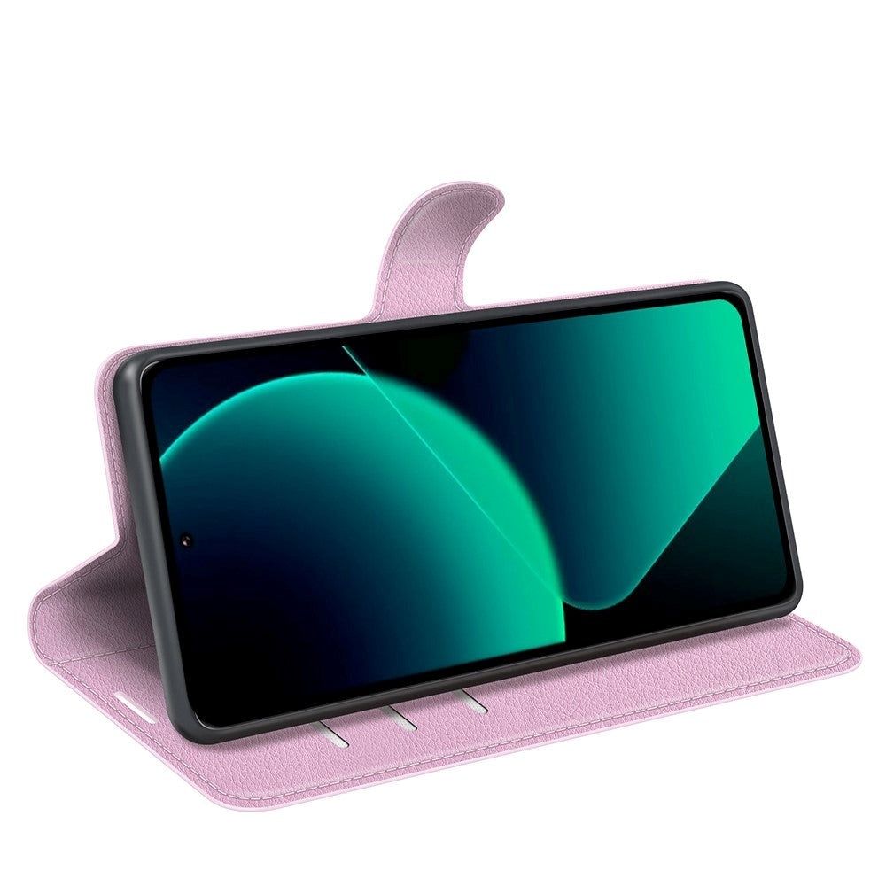 Xiaomi 13T / 13T Pro Litchi Skinndeksel m. Lommebok - Rosa