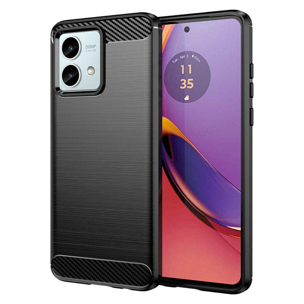 Motorola Moto G84 Brushed Carbon Plast Deksel - Svart