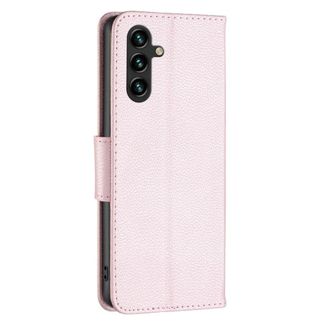 Samsung Galaxy A15 (5G) / A15 PU Litchi Skin Flip Deksel med Lommebok & Stropp - Rose Gold