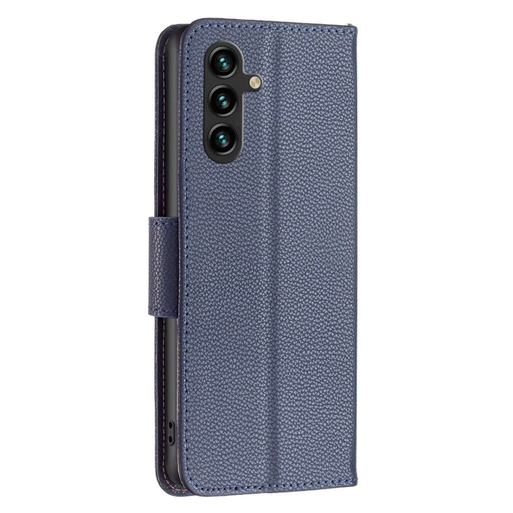 Samsung Galaxy A15 (5G) / A15 PU Litchi Skin Flip Deksel med Lommebok & Stropp - Blå