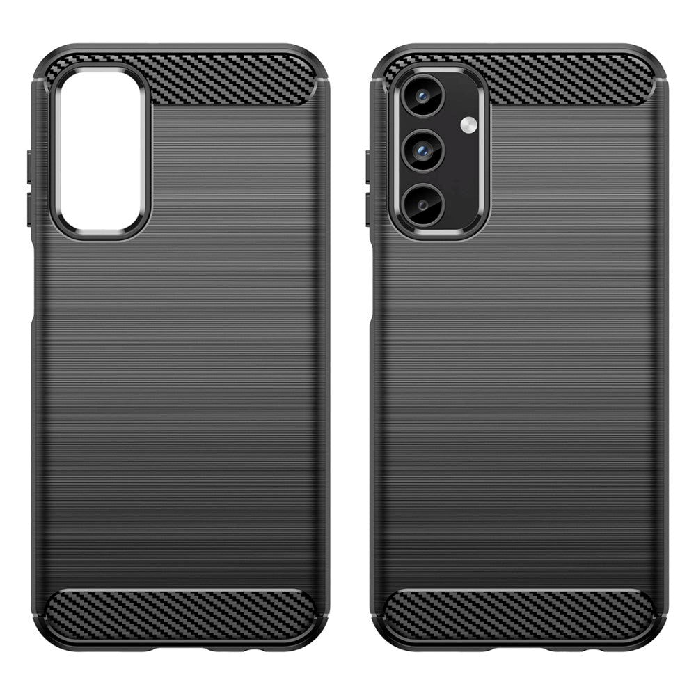 Samsung Galaxy A15 (5G) / A15 Brushed Carbon Fiber Fleksibelt Plast Deksel - Svart