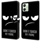 Motorola Moto G54 Deksel i Kunstskinn med Lommebok og Trykk - "Don't Touch My Phone"