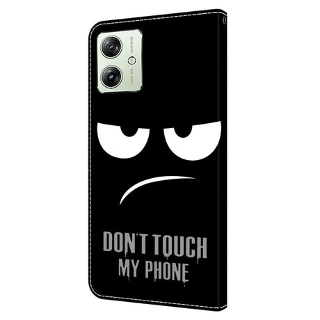 Motorola Moto G54 Deksel i Kunstskinn med Lommebok og Trykk - "Don't Touch My Phone"