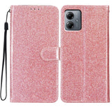 EIDERWOOD Motorola Moto G54 Flip Deksel med Lommebok og Stropp - Glitter - Rose Gold