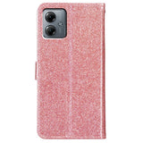 EIDERWOOD Motorola Moto G54 Flip Deksel med Lommebok og Stropp - Glitter - Rose Gold