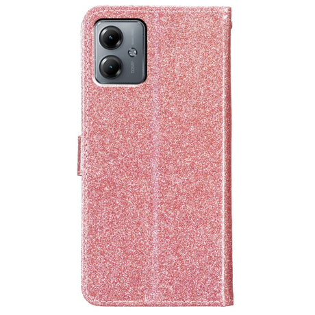 EIDERWOOD Motorola Moto G54 Flip Deksel med Lommebok og Stropp - Glitter - Rose Gold