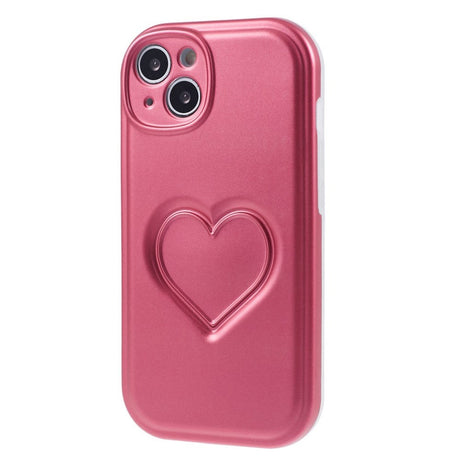 iPhone 15 Fleksibelt Plastdeksel med Hjerte - Pink