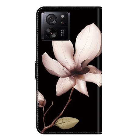 Xiaomi 13T / 13T Pro Deksel i Kunstskinn med Lommebok og Trykk - Blomst