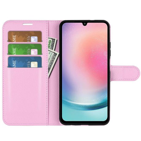 Samsung Galaxy A25 (5G) Litchi Kunstskinn Deksel m. Lommebok - Pink