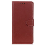 Samsung Galaxy S24 Ultra PU Litchi Skin Flip Deksel med Lommebok - Brun