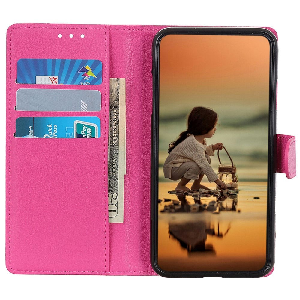 Samsung Galaxy S24 Ultra PU Litchi Skin Flip Deksel med Lommebok - Rosa