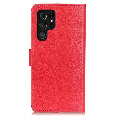 Samsung Galaxy S24 Ultra PU Litchi Skin Flip Deksel med Lommebok - Rød